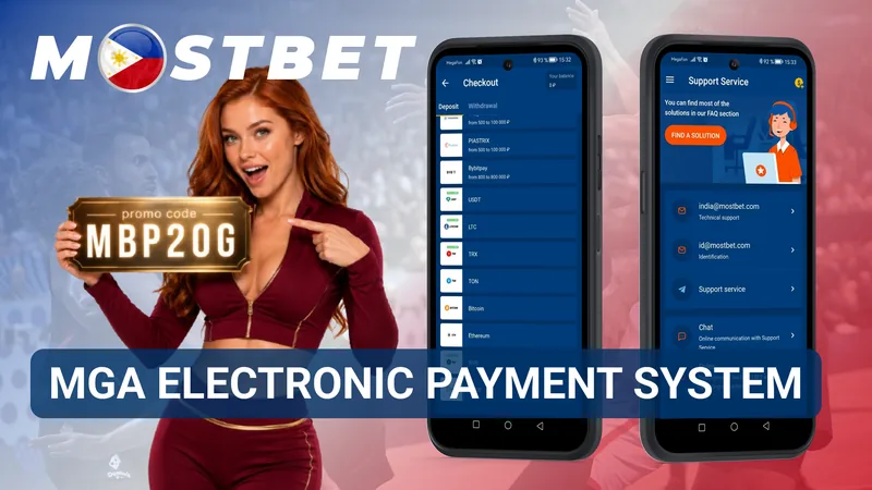 Ipinapakita ng larawan ang mga electronic payment system na available para sa pagproseso ng deposito sa MostBet.