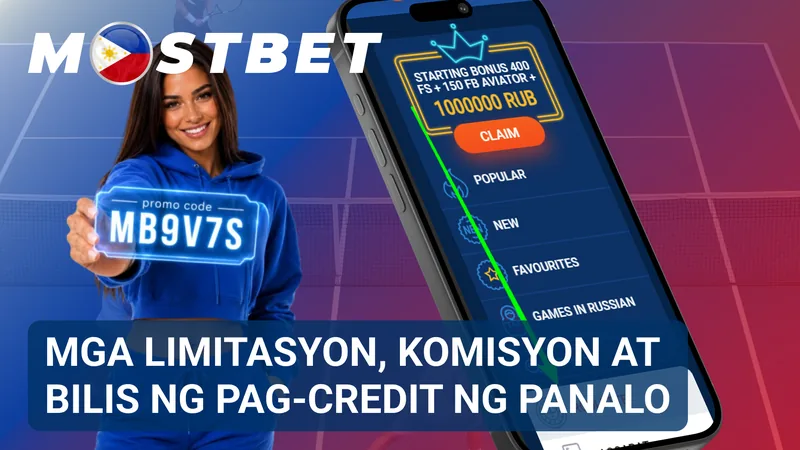 Ipinapakita ng larawan ang impormasyon tungkol sa mga limitasyon, bayarin, at oras ng pagproseso ng mga transaksyon sa MostBet.