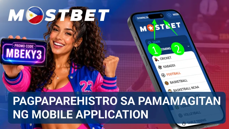 Makikita sa larawan ang mobile application ng MostBet na may screen para sa paggawa ng bagong account.