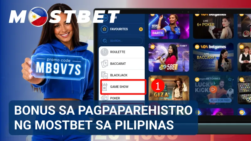 Registration form ng MostBet Philippines na may bonus banner at mga field para sa paggawa ng account.
